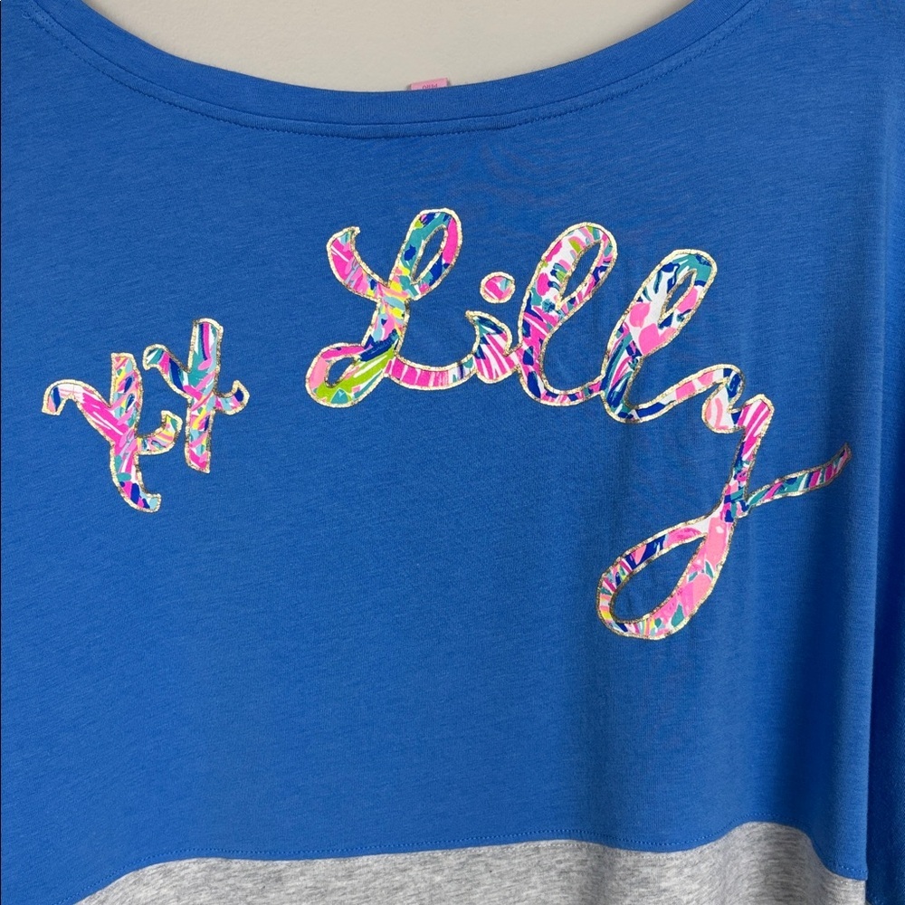 Lilly Pulitzer “XX Lilly” Blue Grey Long Sleeve Top - XL - Picture 11 of 12